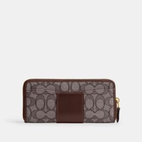 Essentiële slanke accordeonportemonnee met ritssluiting in kenmerkend jacquard