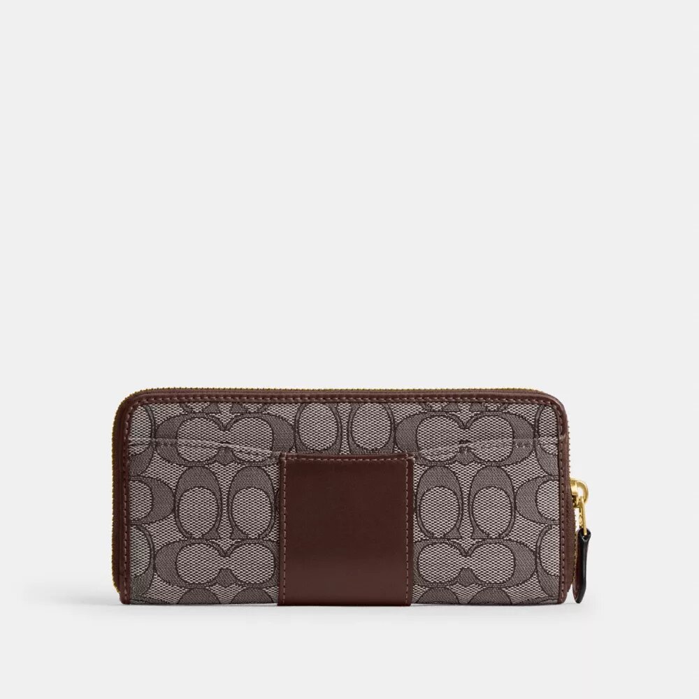 Essentiële slanke accordeonportemonnee met ritssluiting in kenmerkend jacquard