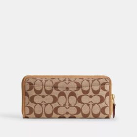 Essentiële slanke accordeonportemonnee met ritssluiting in kenmerkend jacquard