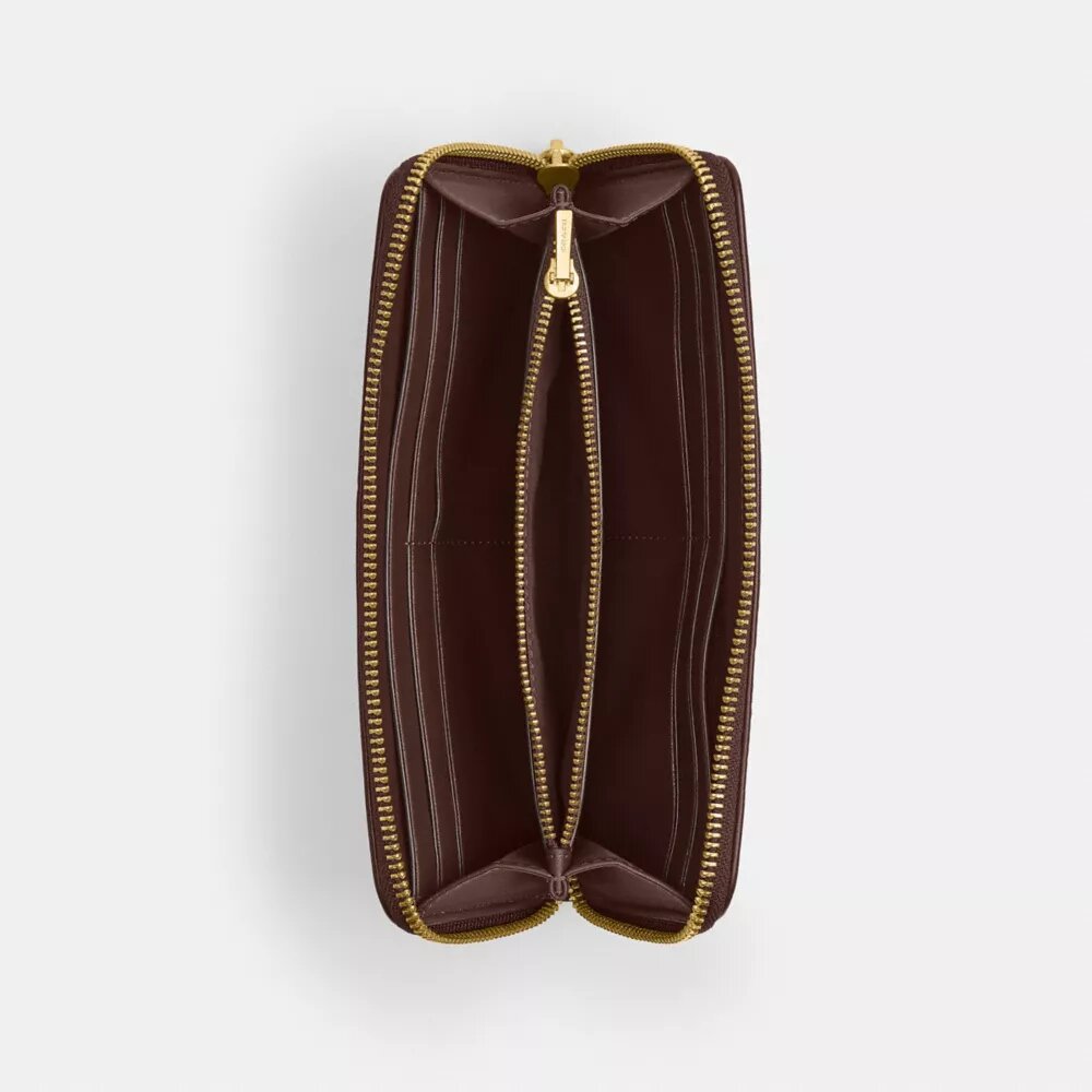 Essentiële slanke accordeonportemonnee met ritssluiting in kenmerkend jacquard