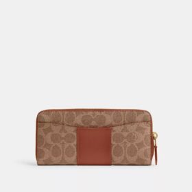Essentiële slanke accordeonportemonnee met ritssluiting in Signature Canvas