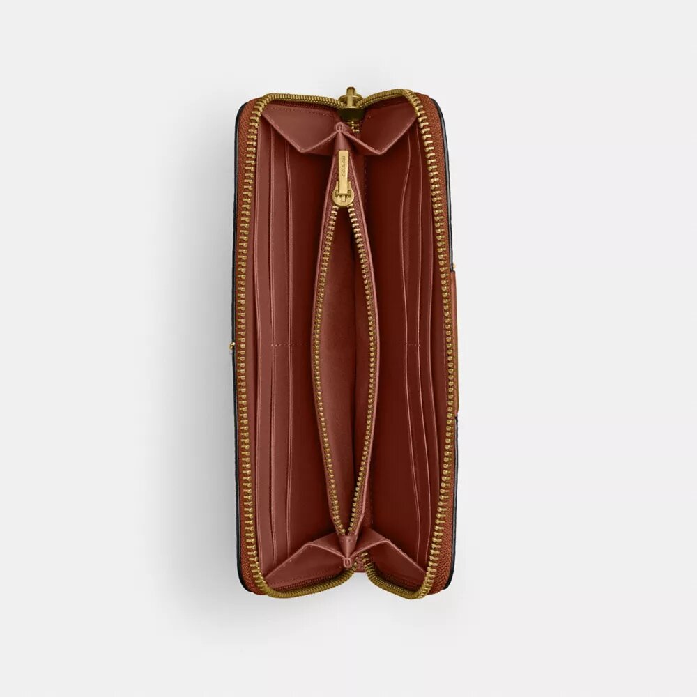Essentiële slanke accordeonportemonnee met ritssluiting in Signature Canvas