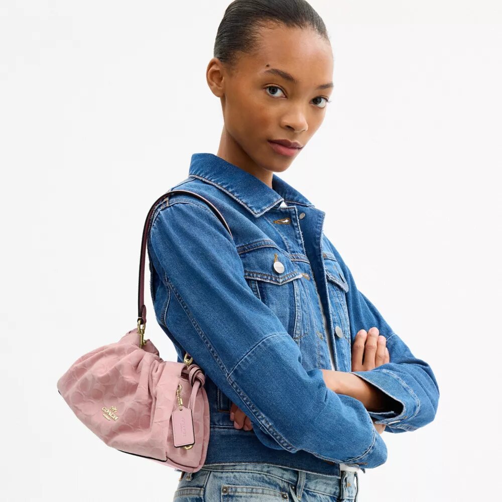 Faye-schoudertas in kenmerkend denim