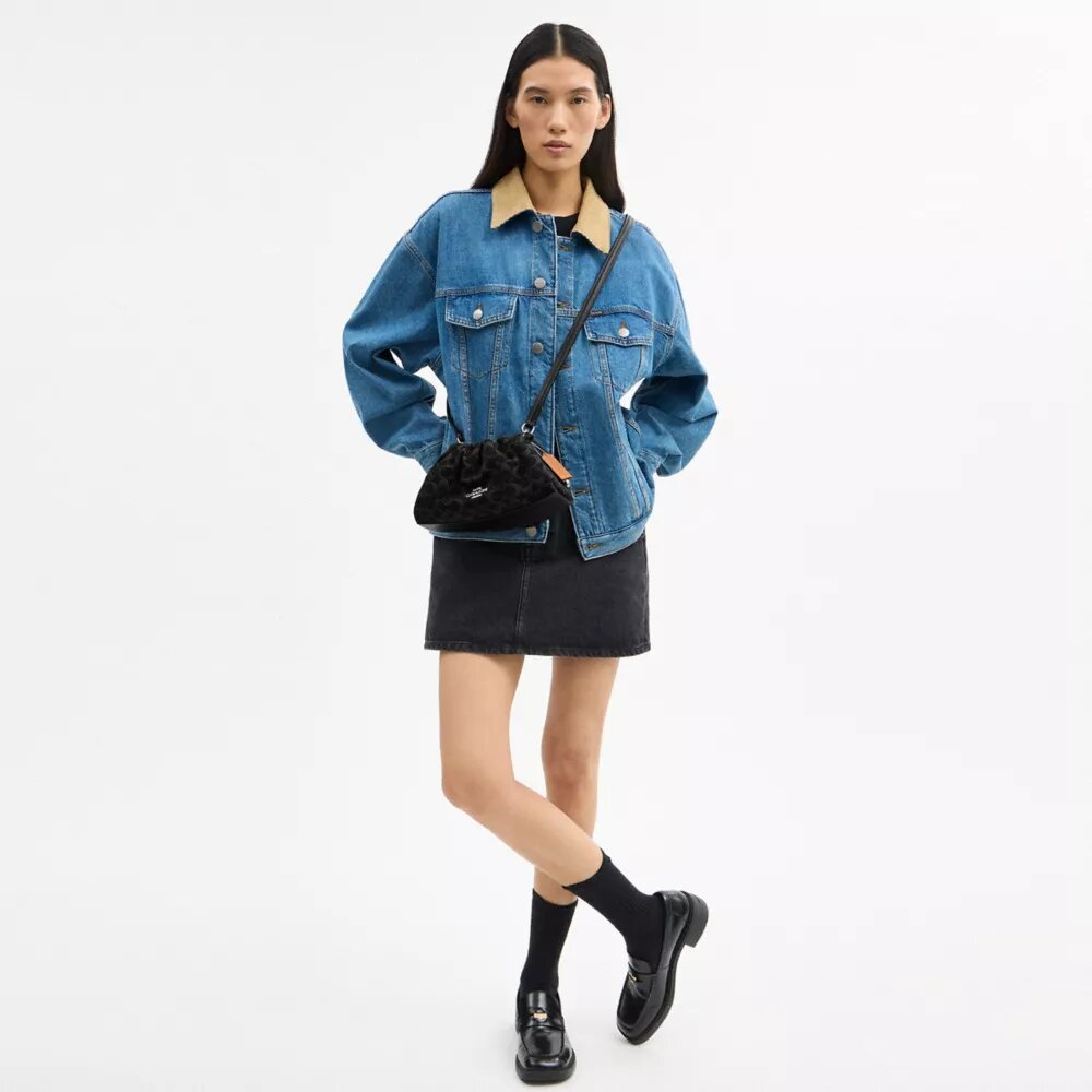 Faye-schoudertas in kenmerkend denim