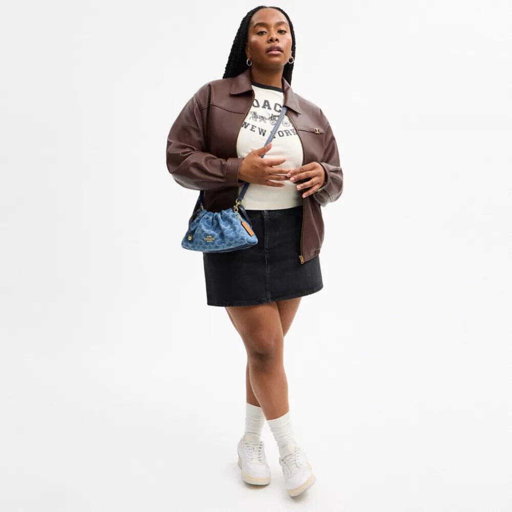 Faye-schoudertas in kenmerkend denim