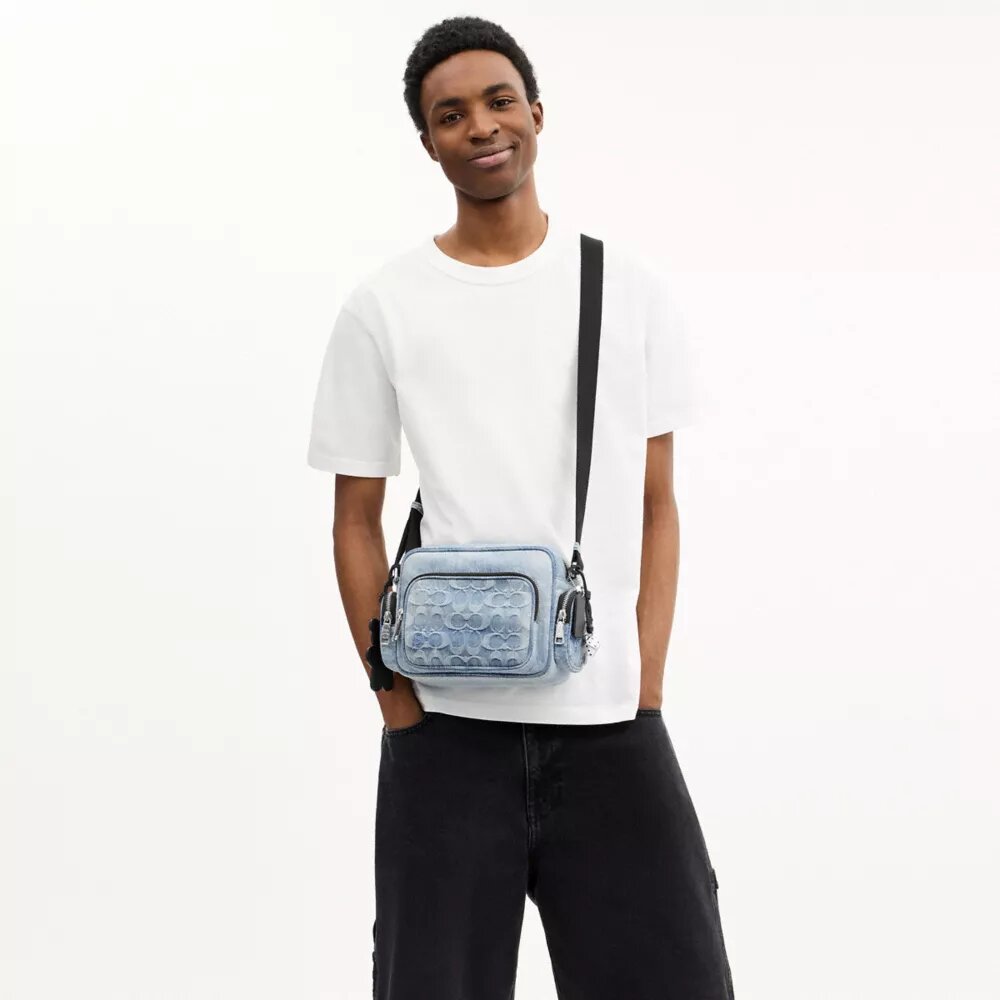 Fletcher-crossbodytas in geliefd kenmerkend denim