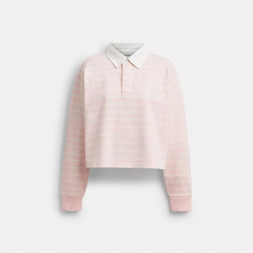 Gestreepte rugbypoloshirt met Horse and Carriage van biologisch katoen