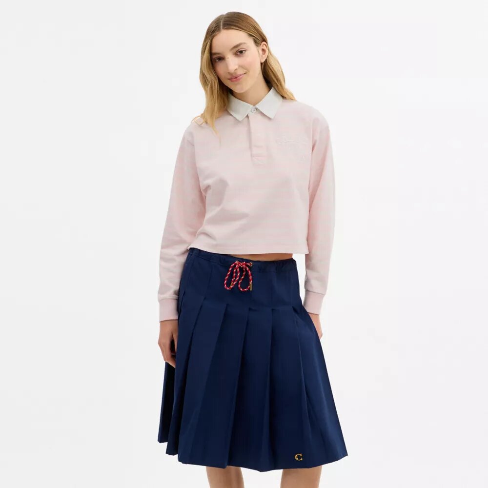 Gestreepte rugbypoloshirt met Horse and Carriage van biologisch katoen