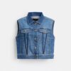Gilet van gekrompen denim in werkstijl