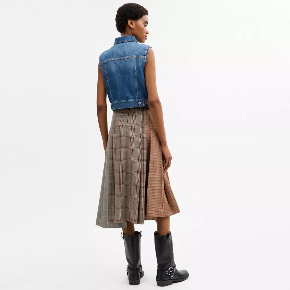 Gilet van gekrompen denim in werkstijl