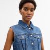 Gilet van gekrompen denim in werkstijl