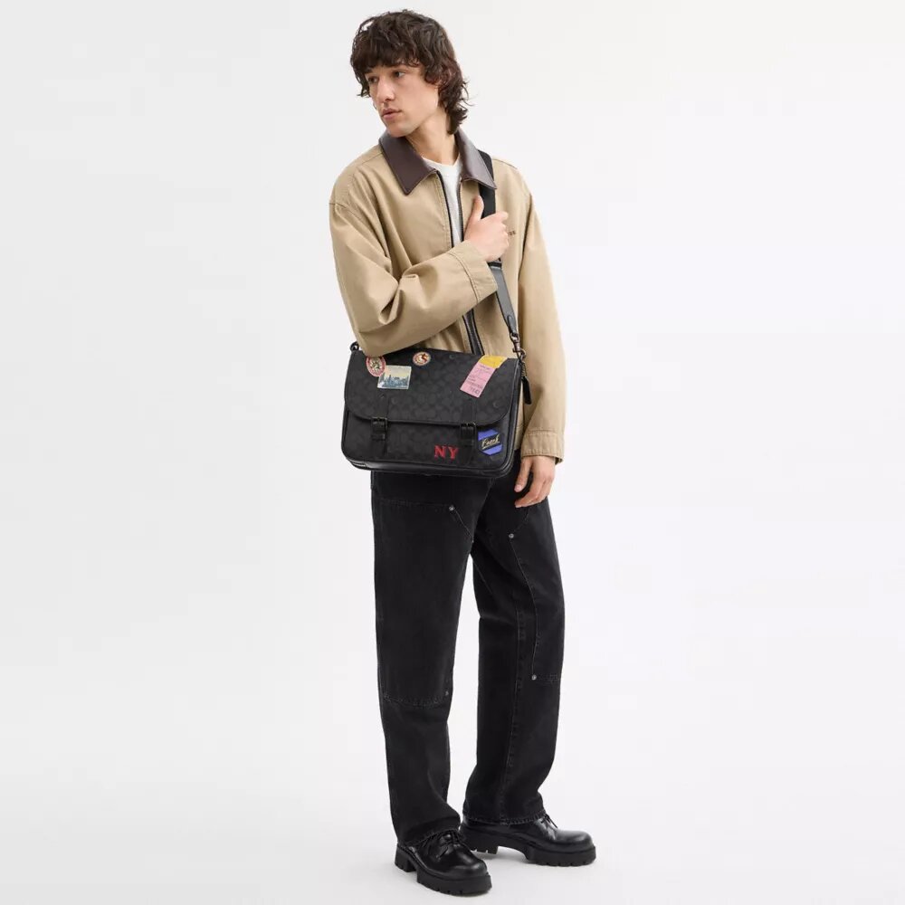 Hitch-messengertas van Signature Canvas met patches