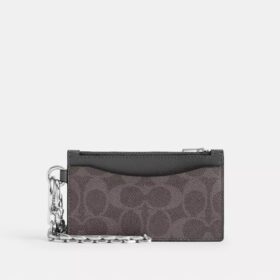 Kaartenetui met rits en ketting in Signature Canvas