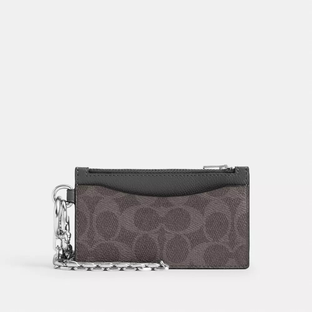 Kaartenetui met rits en ketting in Signature Canvas