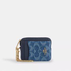 Kaartenetui met rits in kenmerkend denim