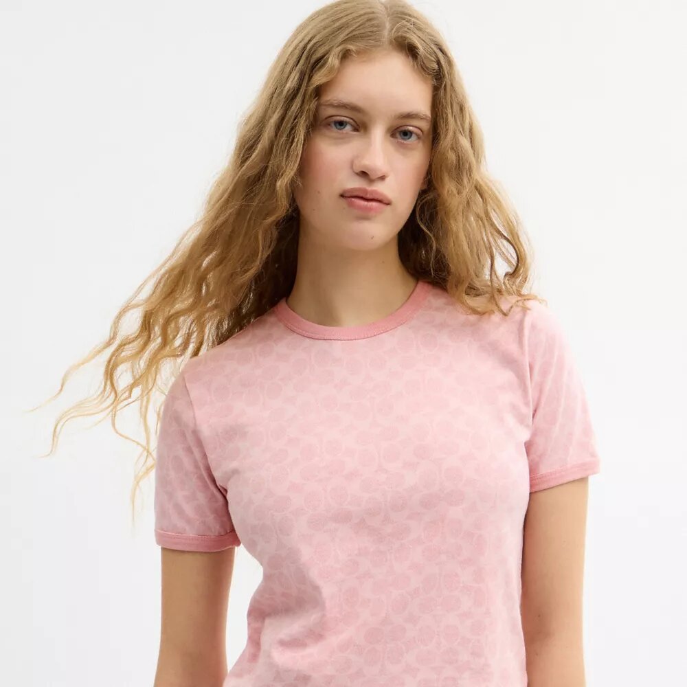 Kenmerkend T-shirt met rand in biologisch katoen