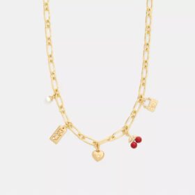 Ketting met kersen- en hartbedels