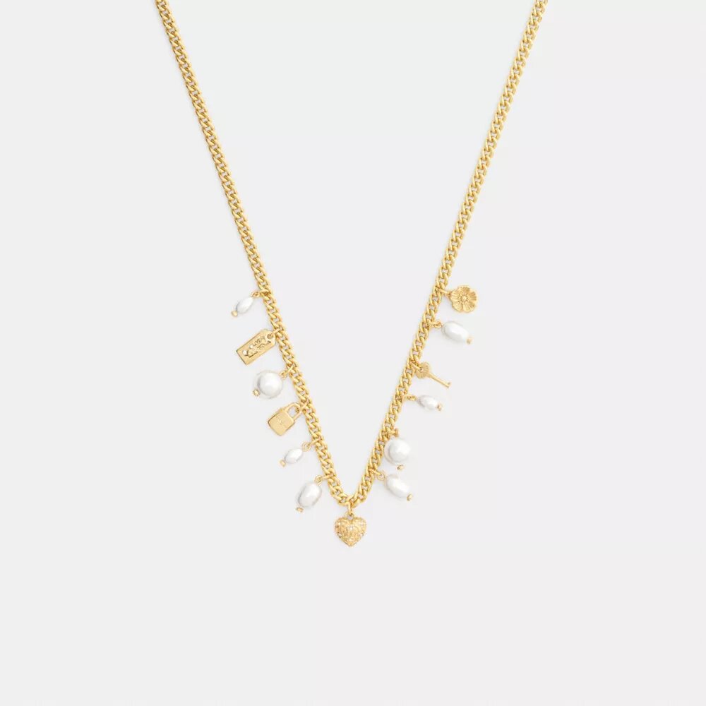 Ketting met parel- en hartbedel