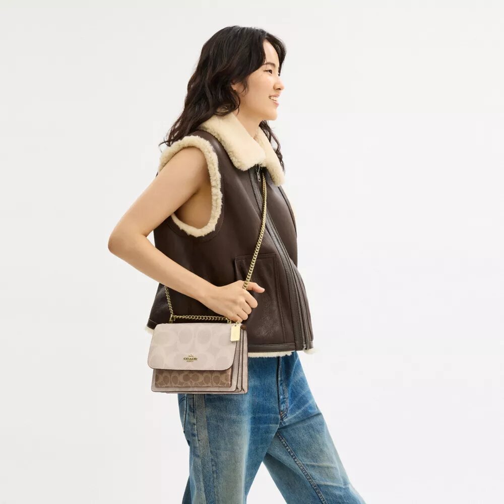 Klare crossbodytas van blokpatroon Signature Canvas