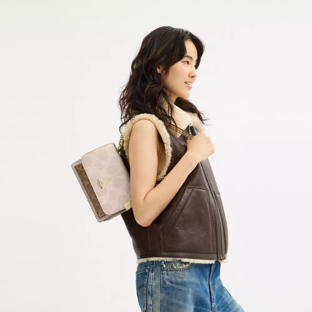 Klare crossbodytas van blokpatroon Signature Canvas