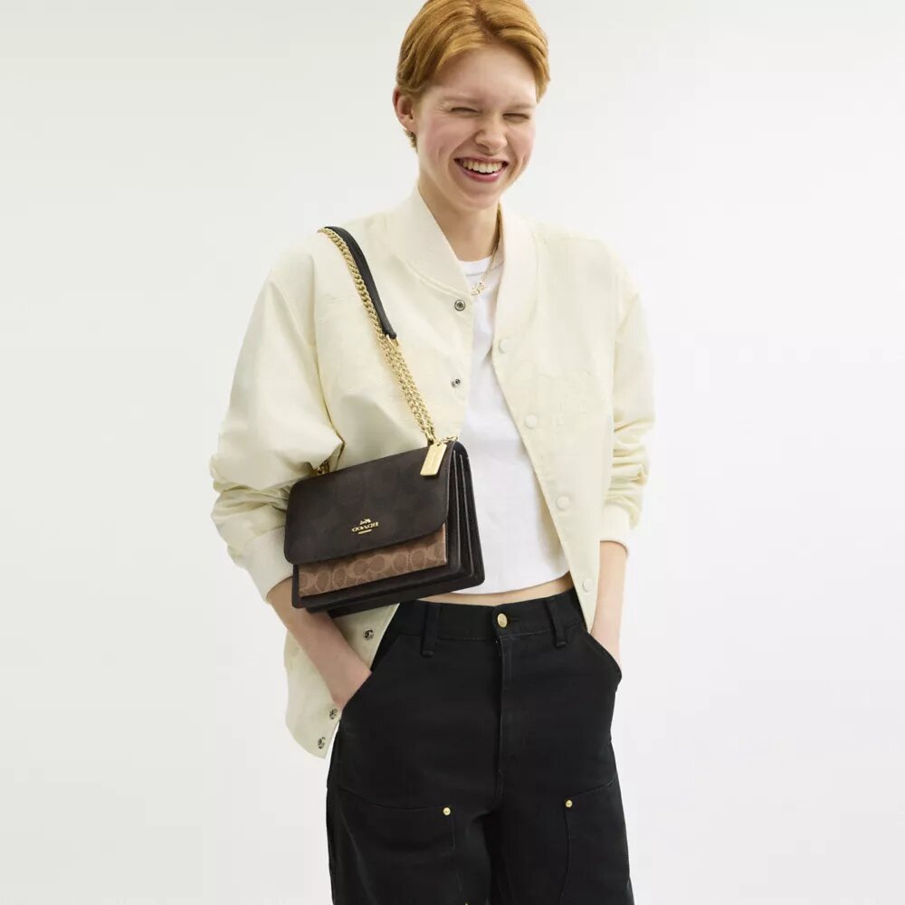 Klare crossbodytas van blokpatroon Signature Canvas