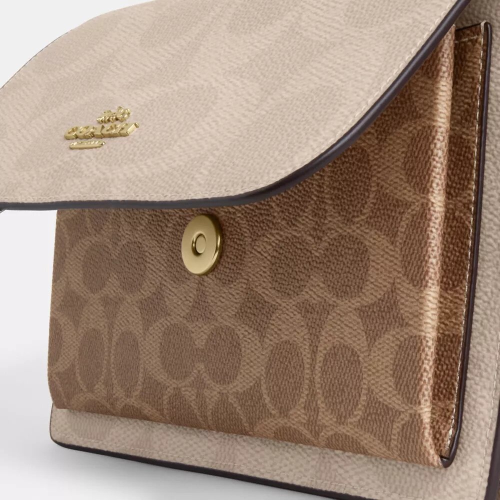 Klare crossbodytas van blokpatroon Signature Canvas