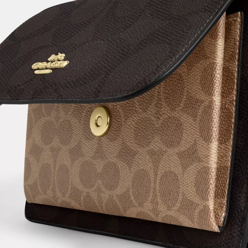 Klare crossbodytas van blokpatroon Signature Canvas