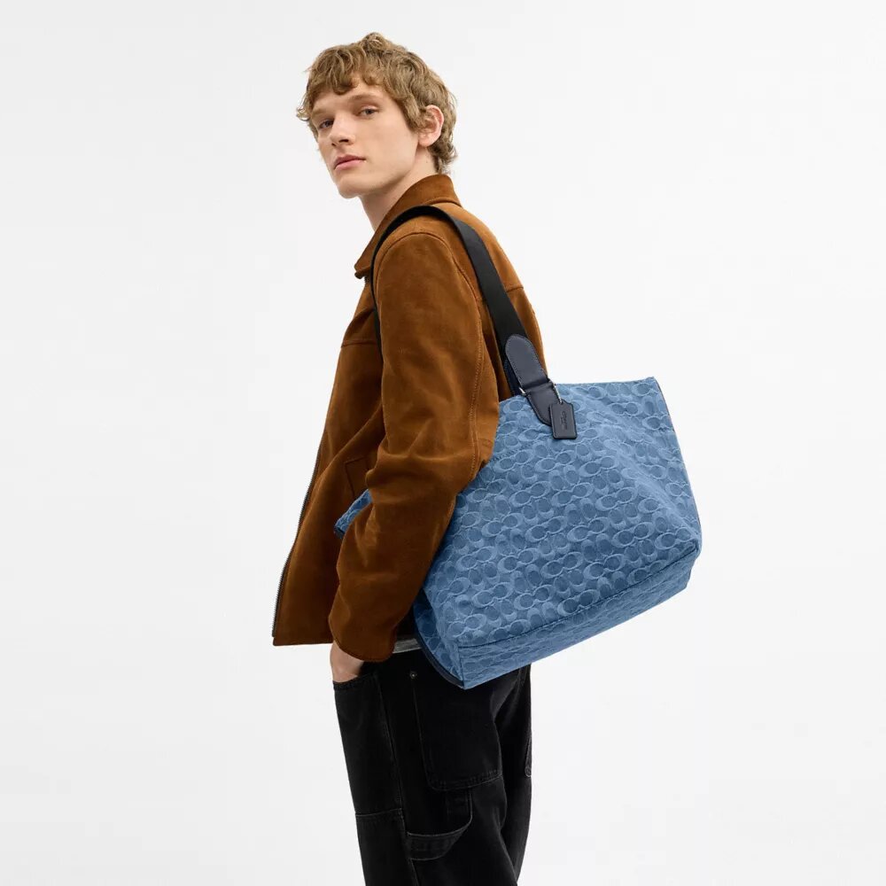 Kleine Tote bag in kenmerkende denim