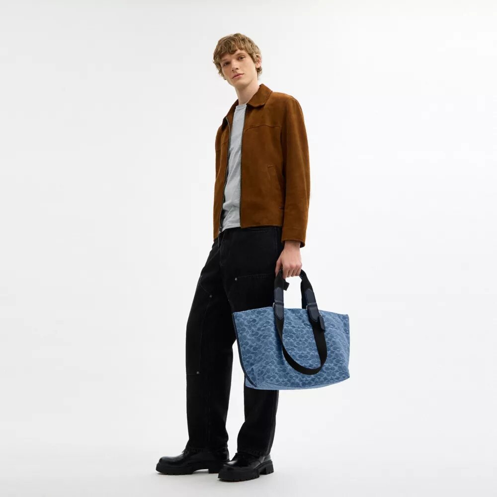 Kleine Tote bag in kenmerkende denim