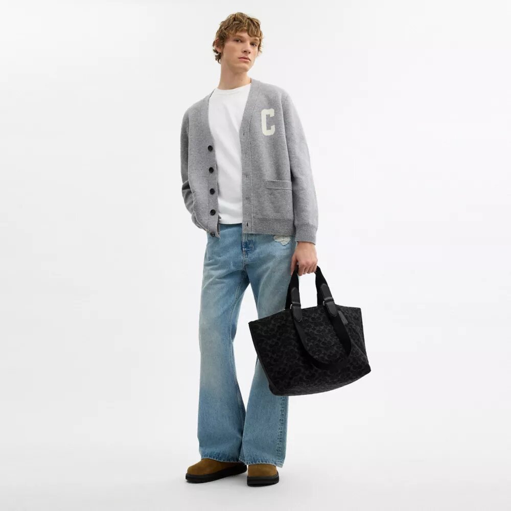 Kleine Tote bag in kenmerkende denim