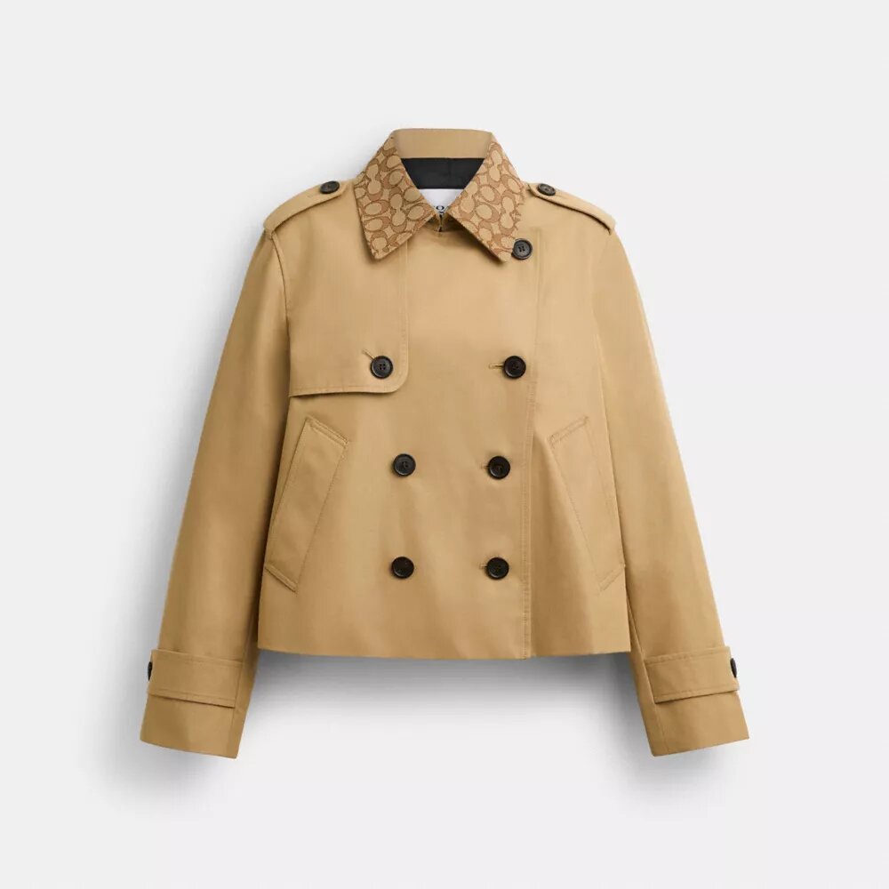 Korte trenchcoat met kenmerkende kraag