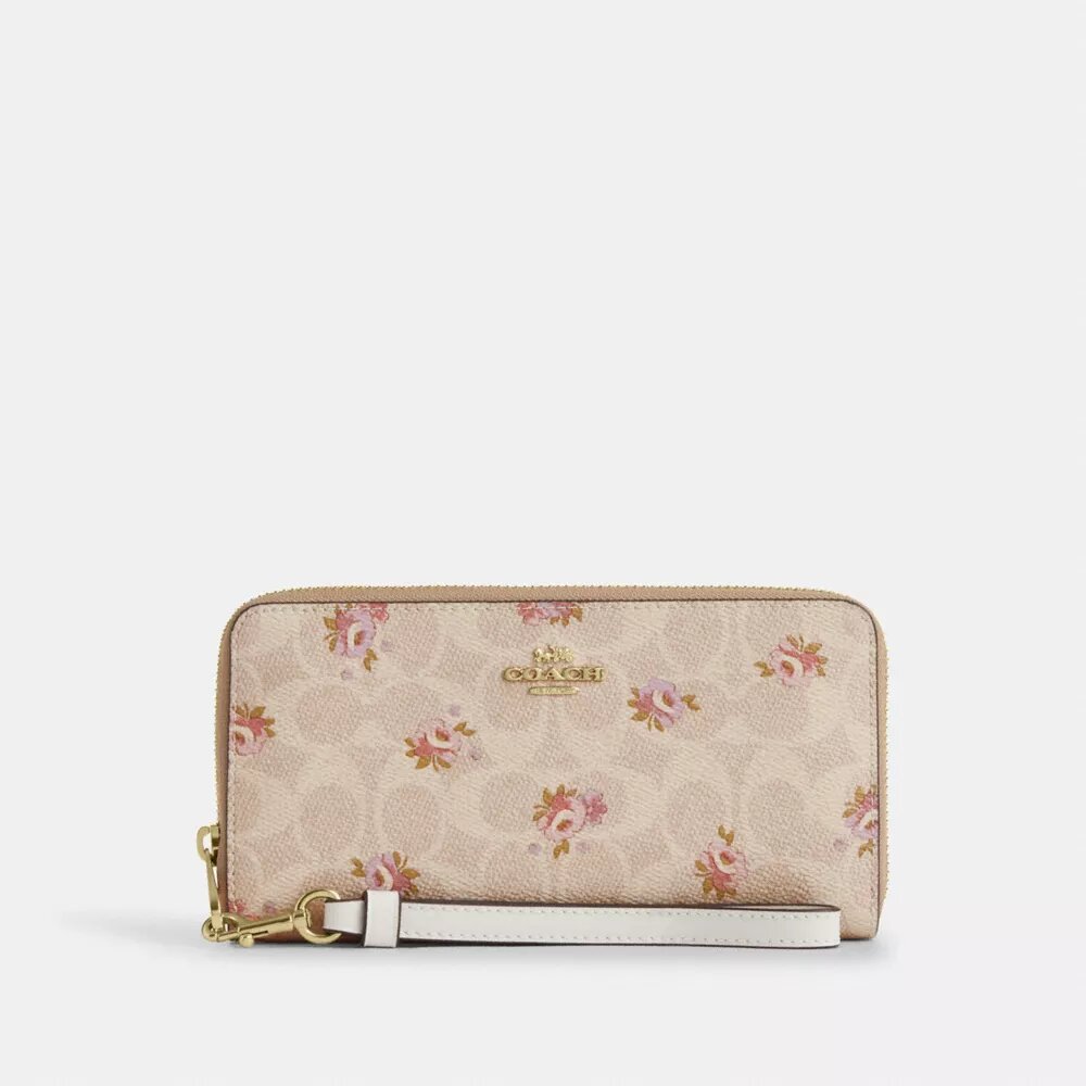 Lange portemonnee met rits rondom van Signature Canvas met bloemenprint