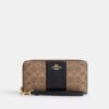 Lange portemonnee met rits rondom van Signature Canvas met streep