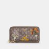 Lange portemonnee met rits rondom van Signature-jacquard met bloemenborduursel