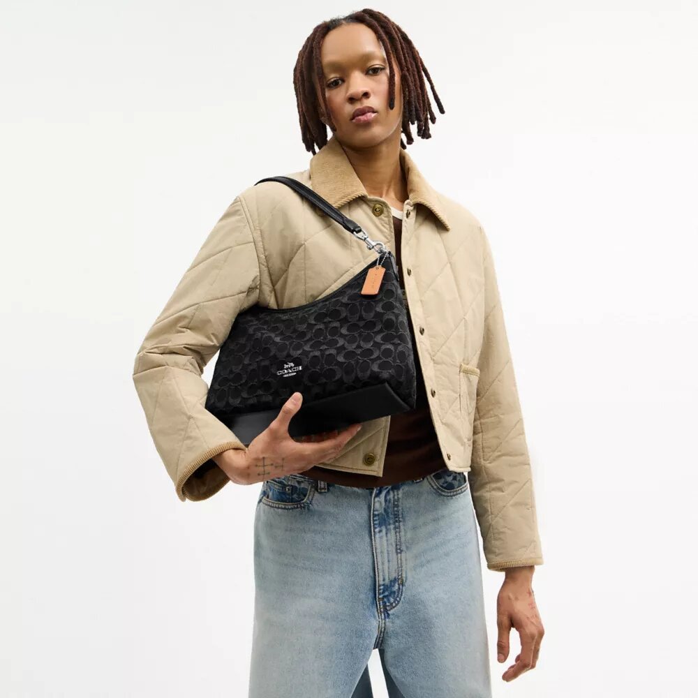 Laurel-schoudertas in kenmerkend denim