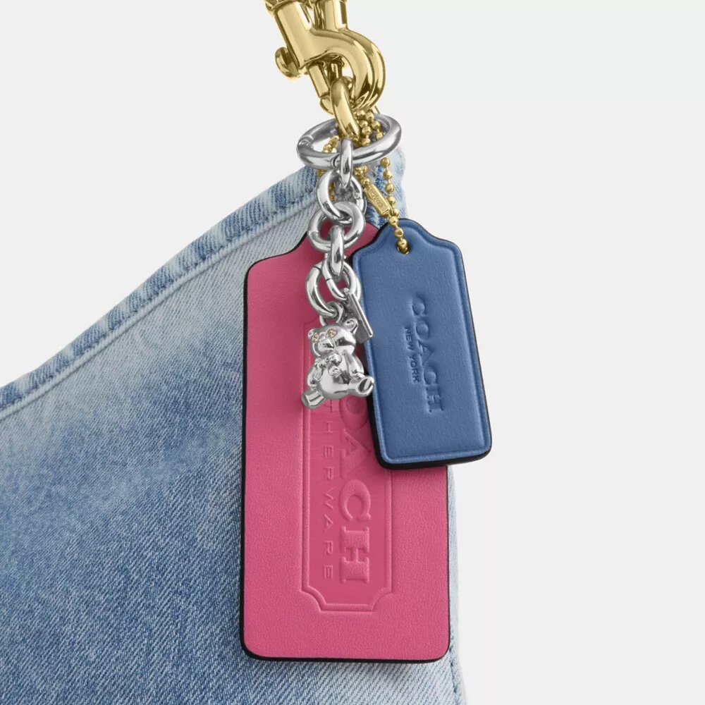 Laurel-schoudertas in Loved Denim met bedels