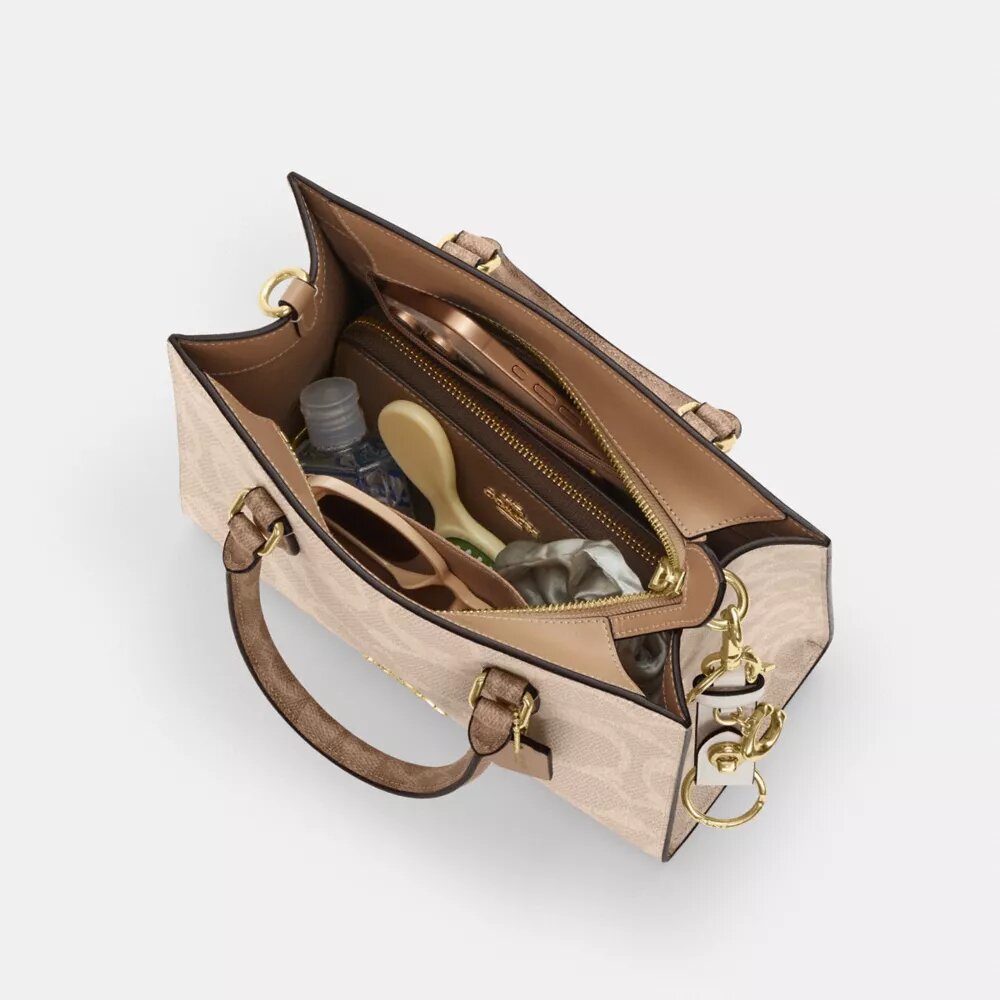 Maggie kleine Tote bag van Signature Canvas met blokprint