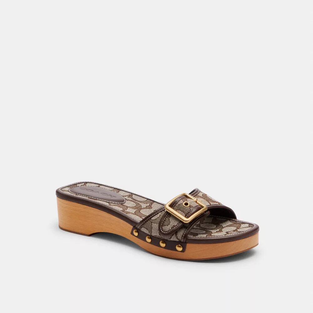 Margot houten sandal in kenmerkend jacquard