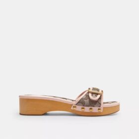 Margot houten sandal in kenmerkend jacquard