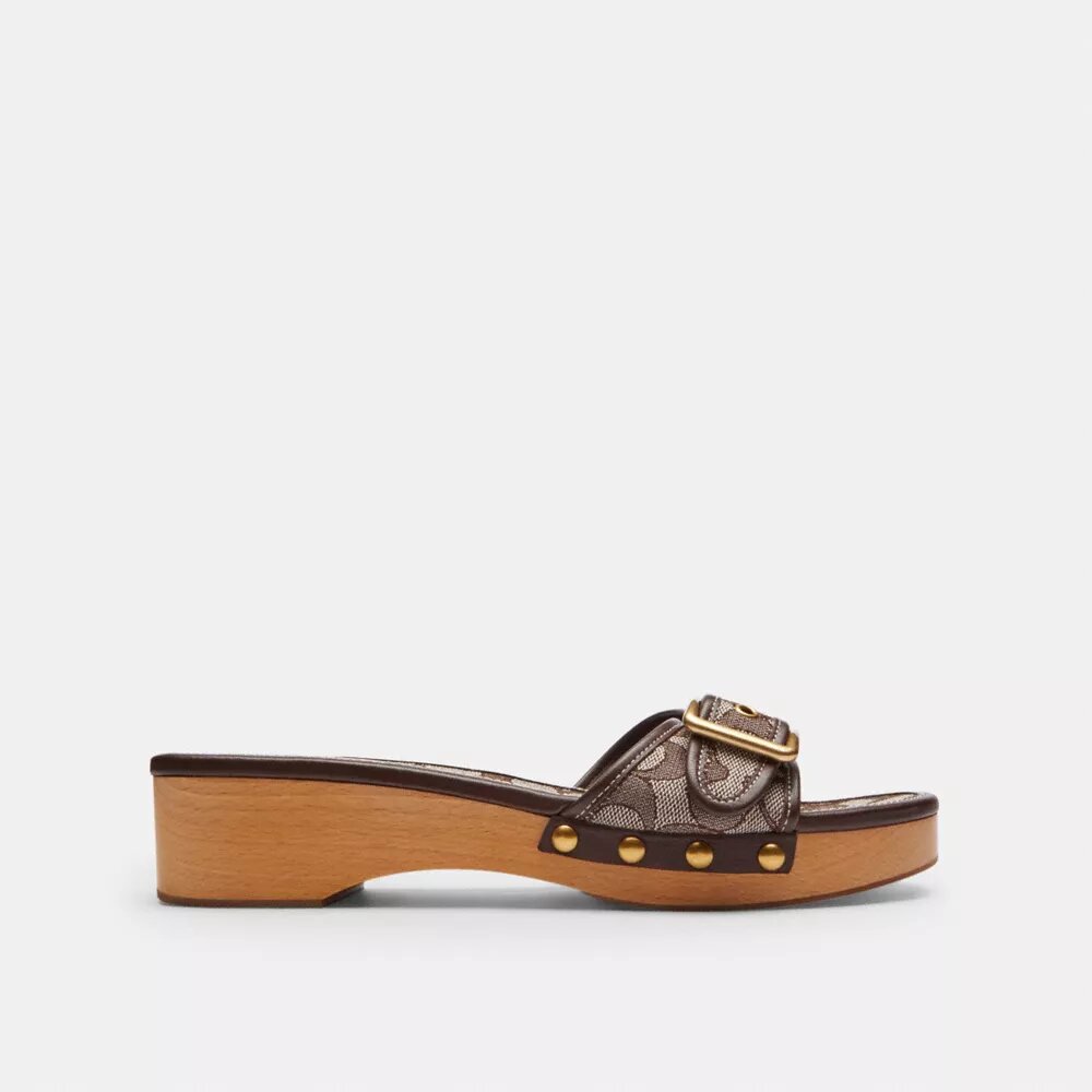 Margot houten sandal in kenmerkend jacquard