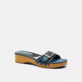 Margot houten sandalen met kenmerkend denim-patchwork