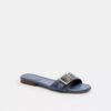 Margot-sandalen platte in Crystal Signature Denim
