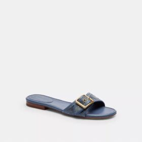 Margot-sandalen platte in Crystal Signature Denim
