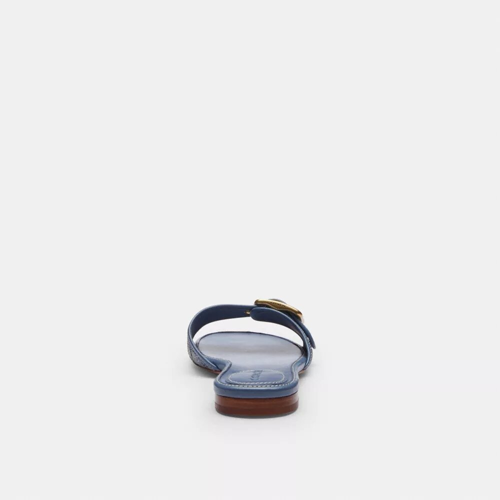 Margot-sandalen platte in Crystal Signature Denim
