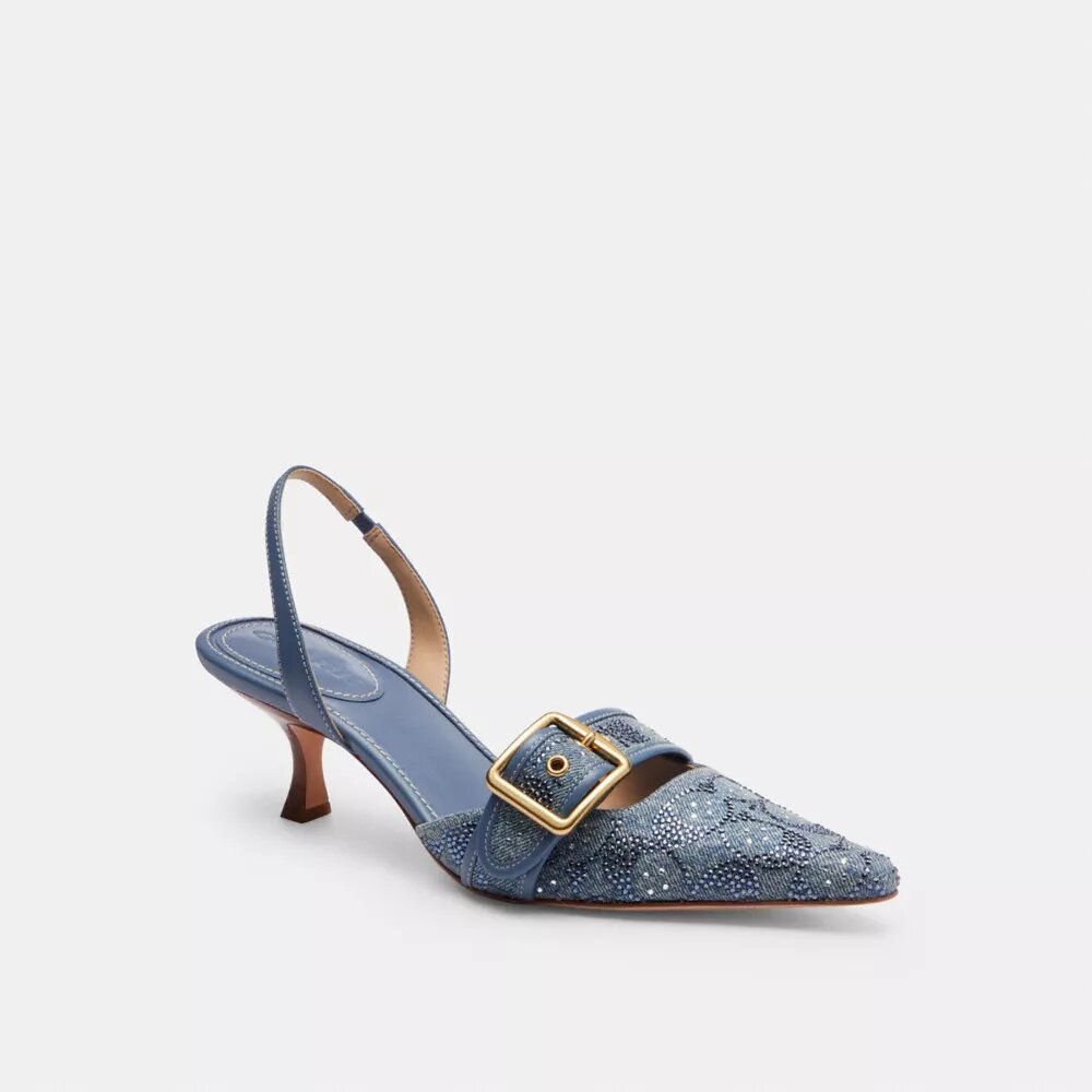 Margot-slingbacks in Crystal Signature Denim