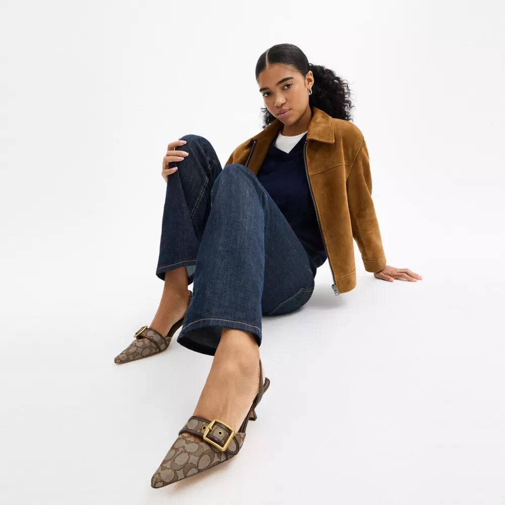 Margot-slingbacks van kenmerkend jacquard