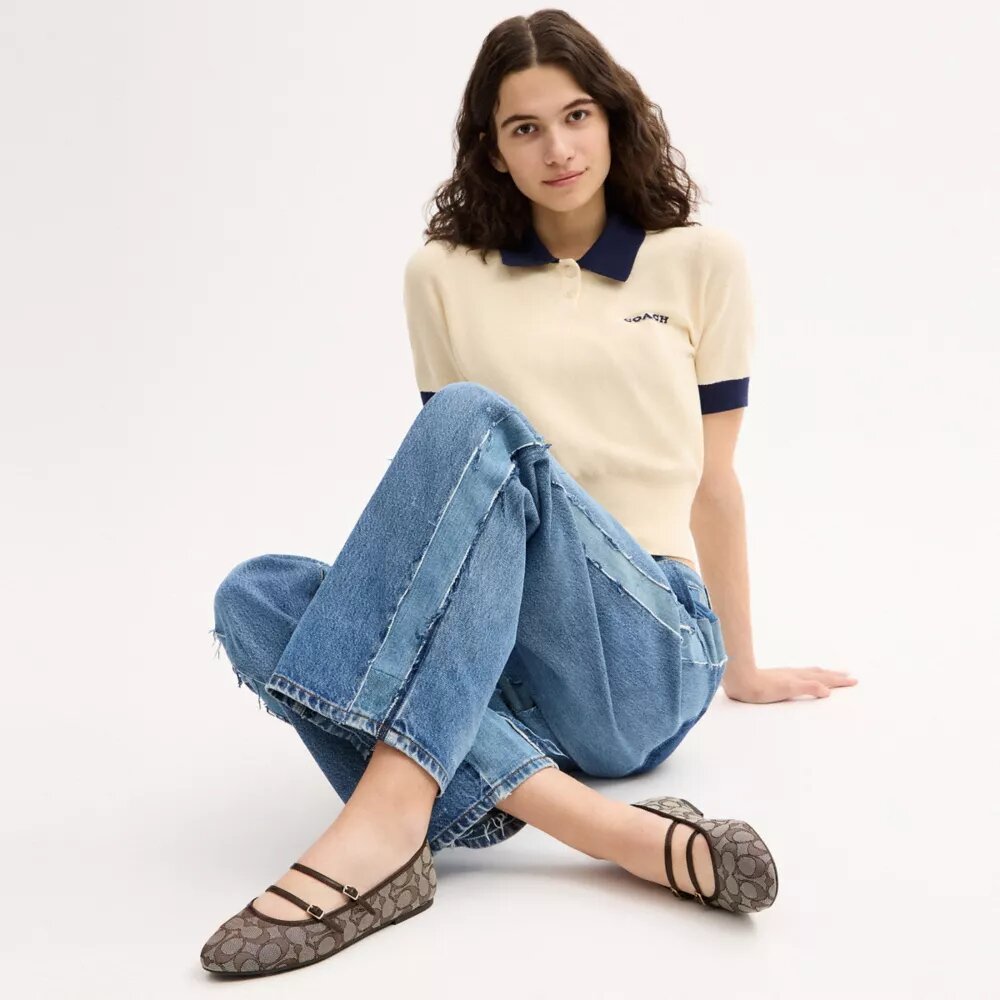 Mary Janes met dubbele gesp in kenmerkend jacquard