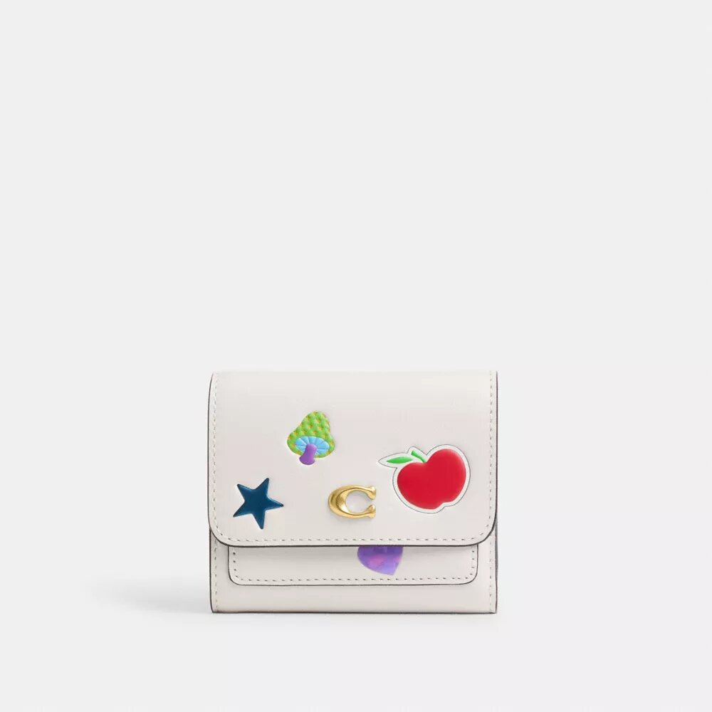 Mila kleine portemonnee met klep en stickerprint