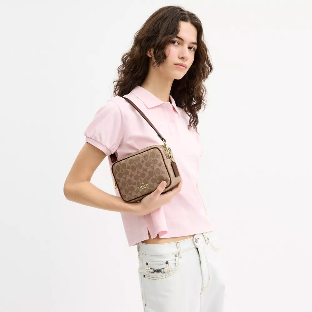 Mini Carey Crossbodytas van Signature Canvas