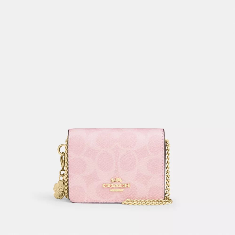 Mini-portemonnee aan een ketting van Signature Canvas met bedels